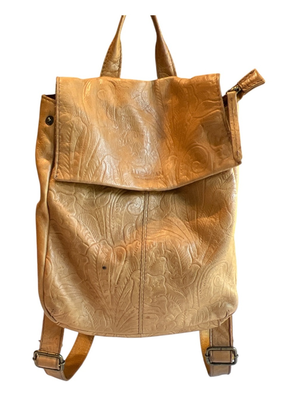 American Leather Co. Liberty Backpack in a warm tan/cafe latte shade.